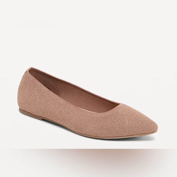 Old Navy Office Formal Metallic Textured-Knit Pointy-Toe Ballet Flats Shoes 8 - Picture 1 of 6
